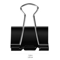 Amazon Basics Binder Clips Medium 1.25‑Inch Black 96‑Count Heavy‑Duty Paper Clips